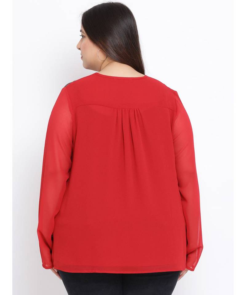 Wine Lace Plus Size Women Top