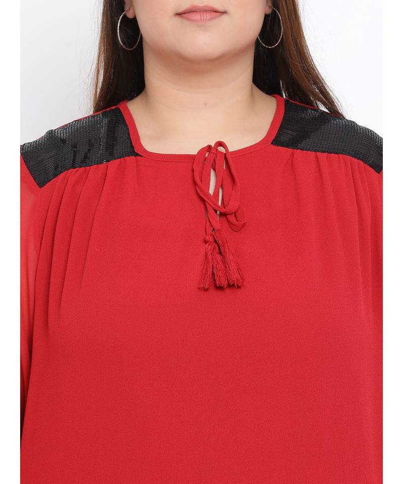 Wine Lace Plus Size Women Top