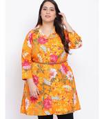 Orange Floral Den Plus Size Women Tunic