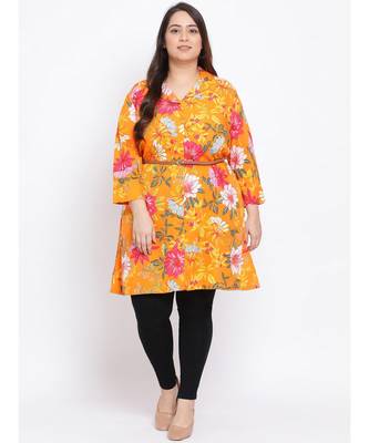 Orange Floral Den Plus Size Women Tunic 2