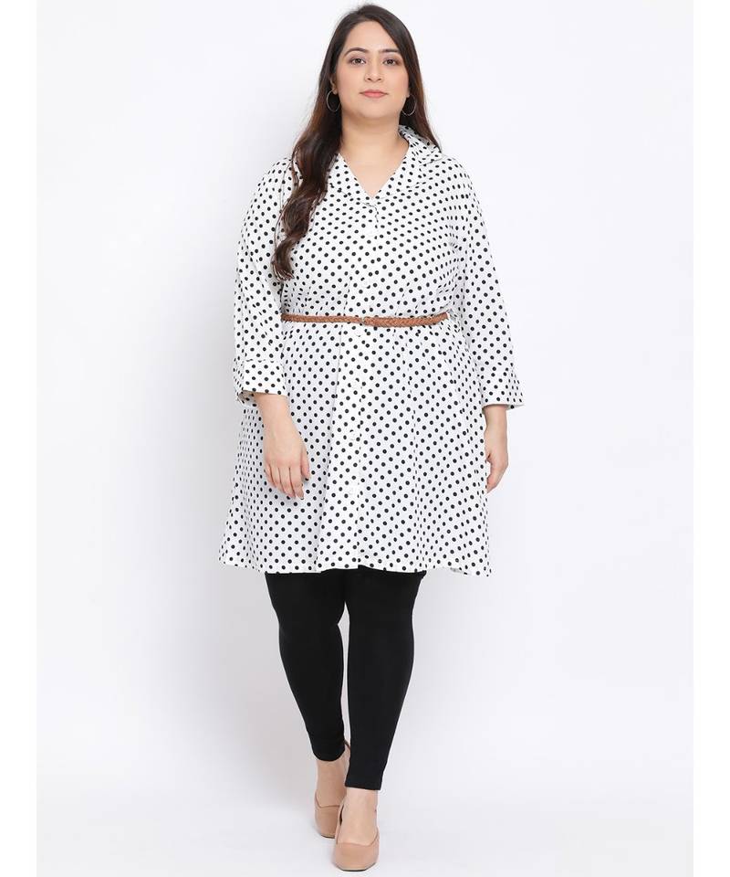 Polka Dot Plus Size Women Tunic