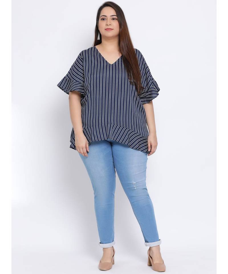 Stripe Gallaway Plus Size Women Tunic