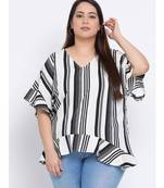 Stripe Monology Plus Size Women Tunic