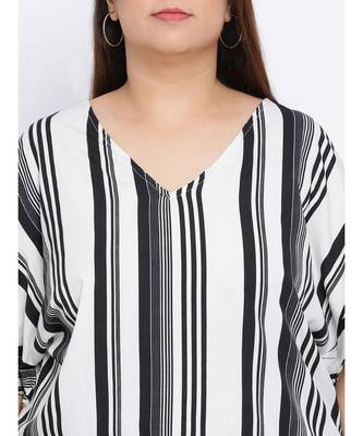 Stripe Monology Plus Size Women Tunic 5