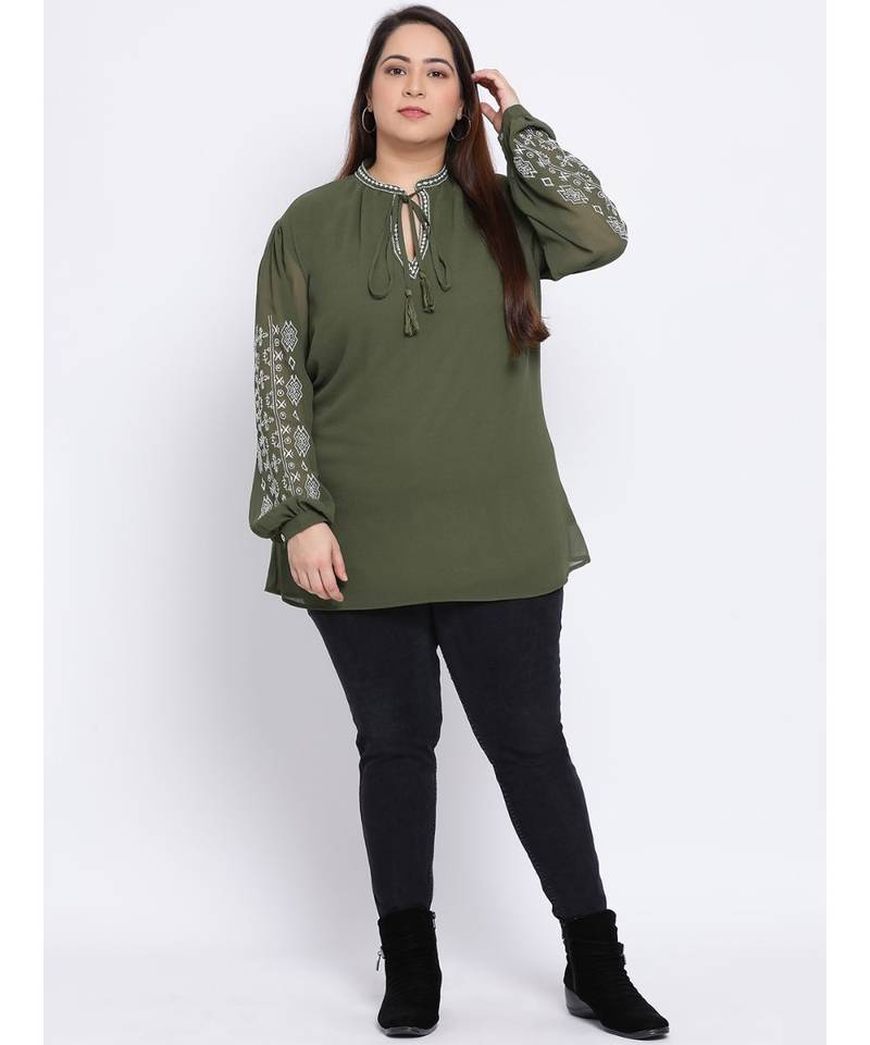 Slime Passion Embroidered Plus Size Women Tunic
