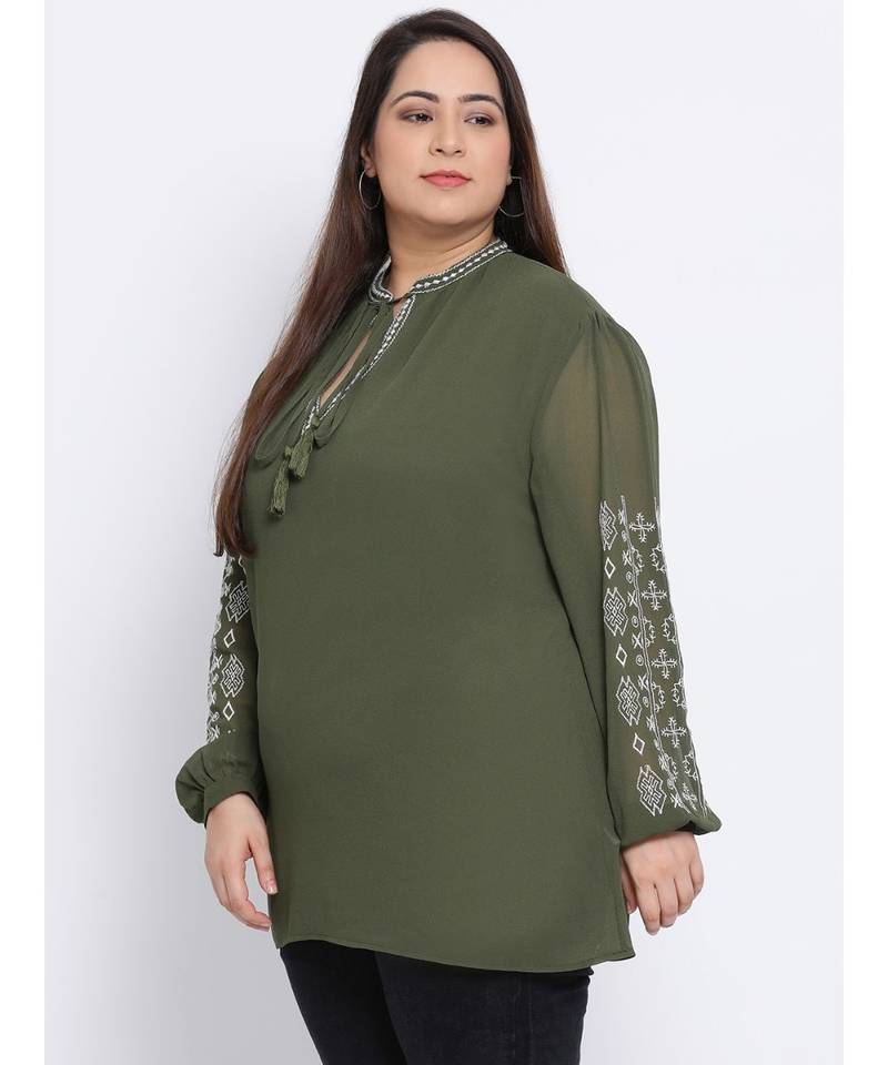 Slime Passion Embroidered Plus Size Women Tunic