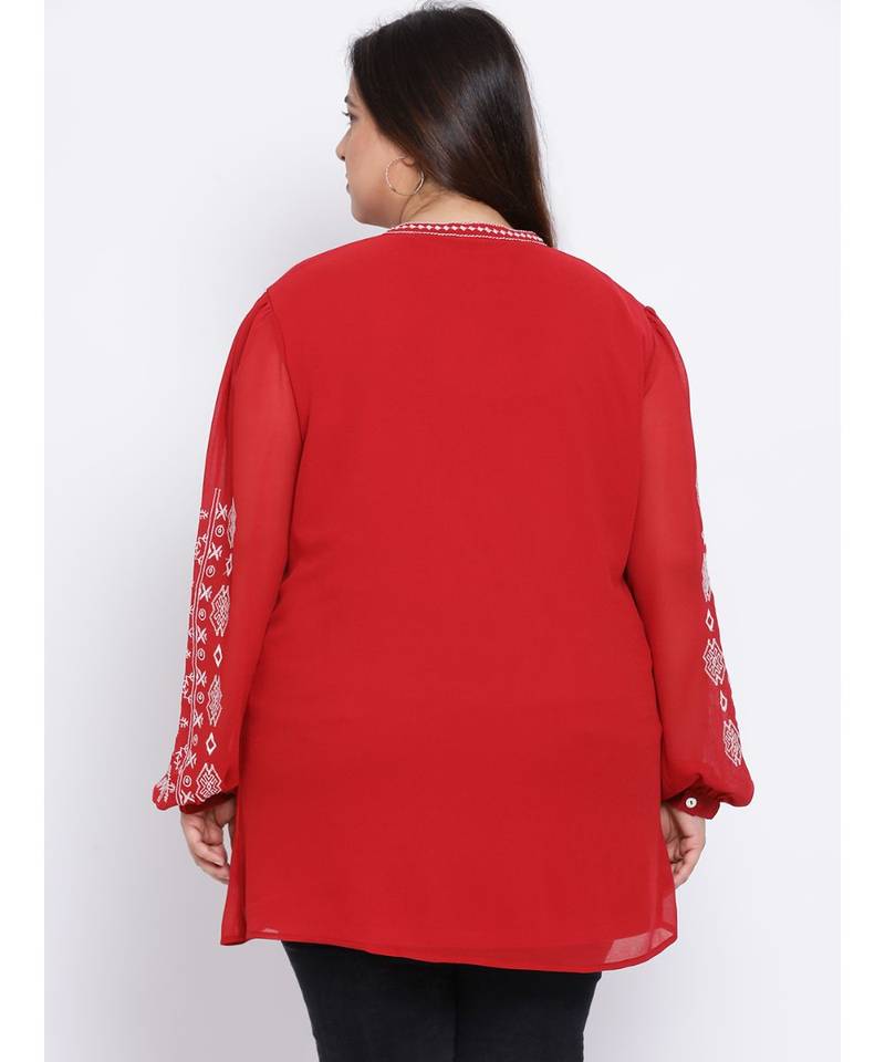 Fiery Diva Embroidered Plus Size Women Tunic