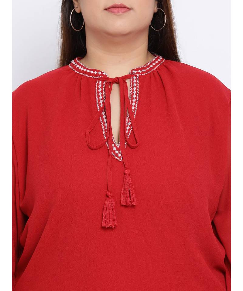 Fiery Diva Embroidered Plus Size Women Tunic