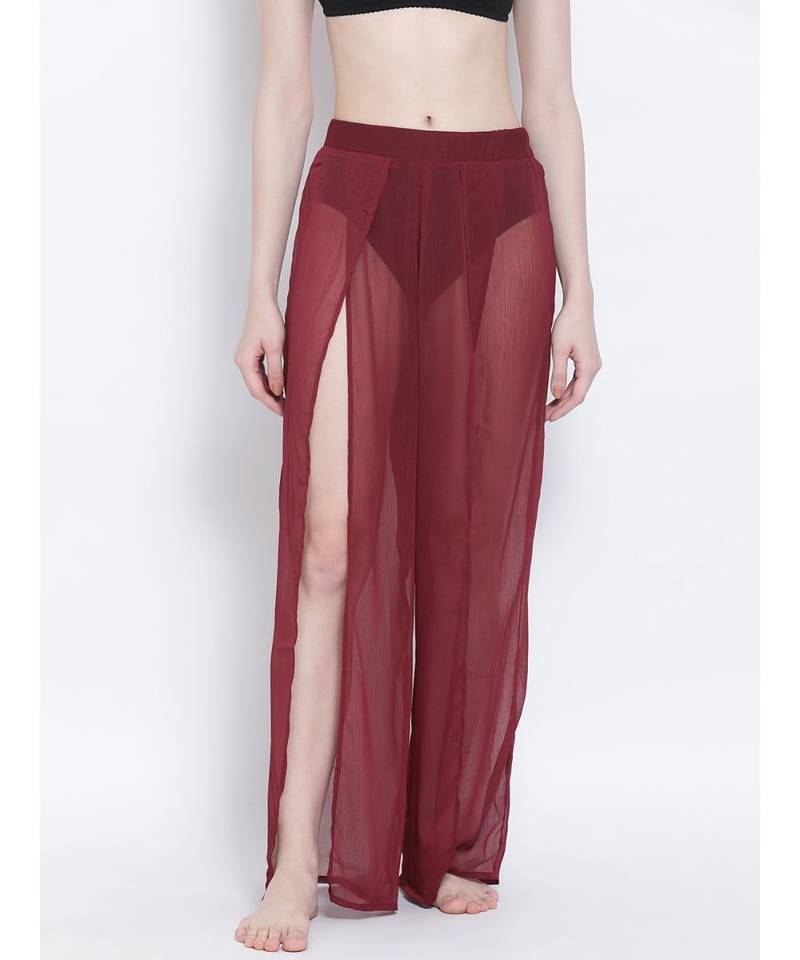 Wine Ballad Slit Beachwear Pant