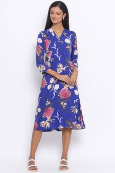 Flowery Diamond Midi Women Dress
