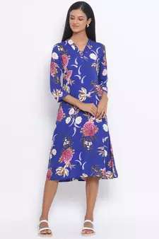 Flowery Diamond Midi Women Dress