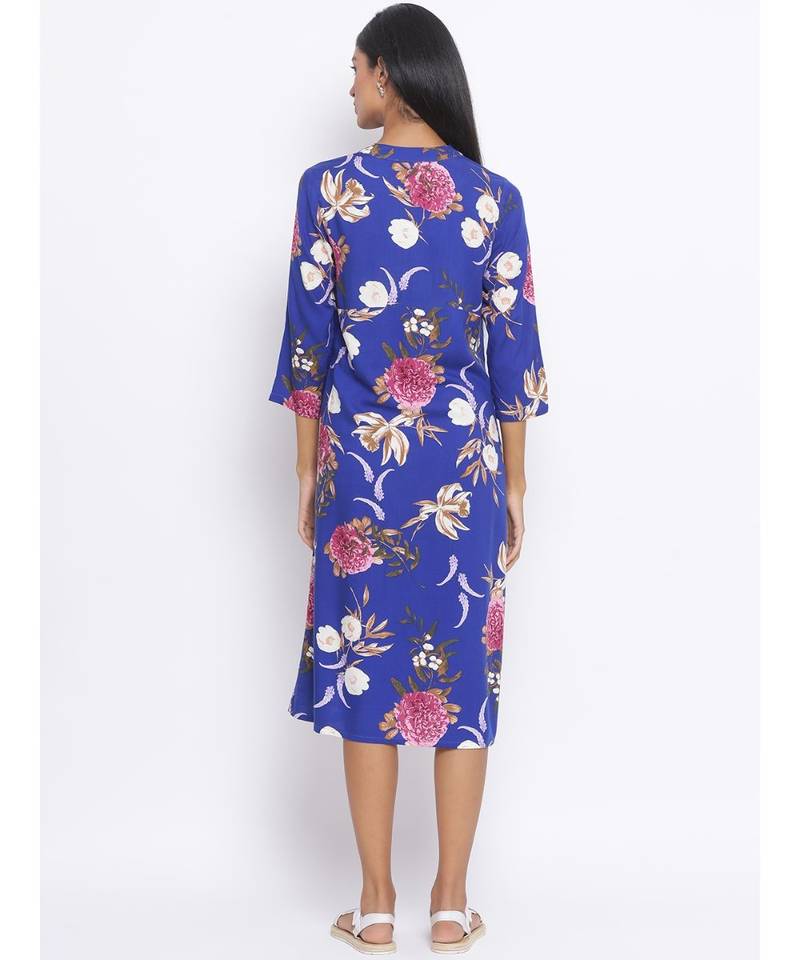 Flowery Diamond Midi Women Dress