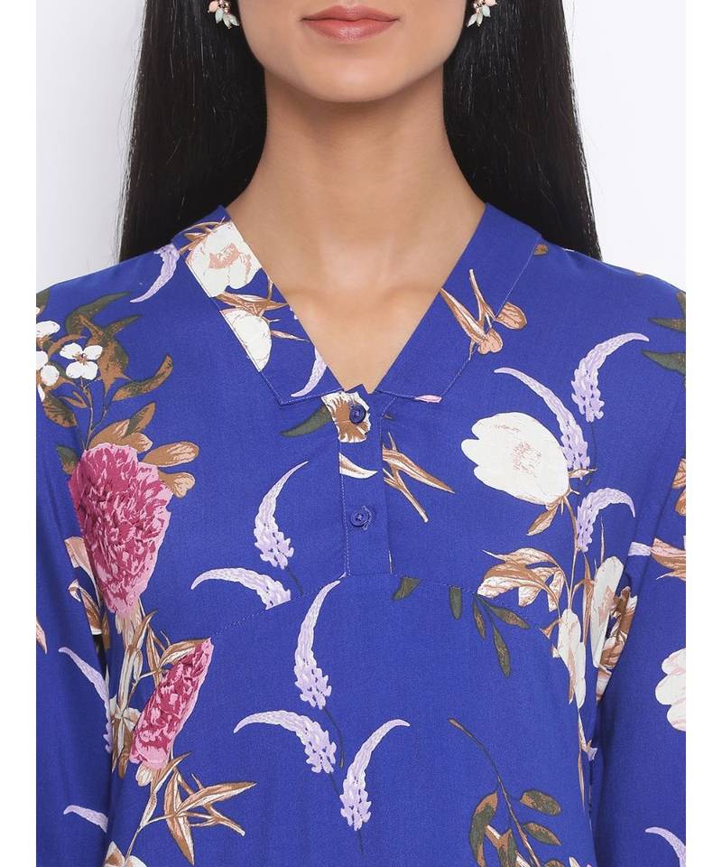 Flowery Diamond Midi Women Dress