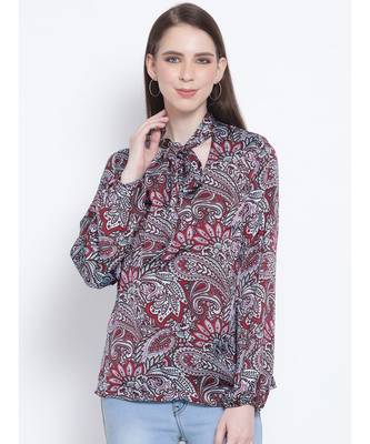 Paisley Maria Style Collar Women Tie Top 1