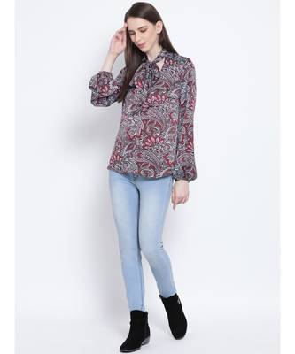 Paisley Maria Style Collar Women Tie Top 2