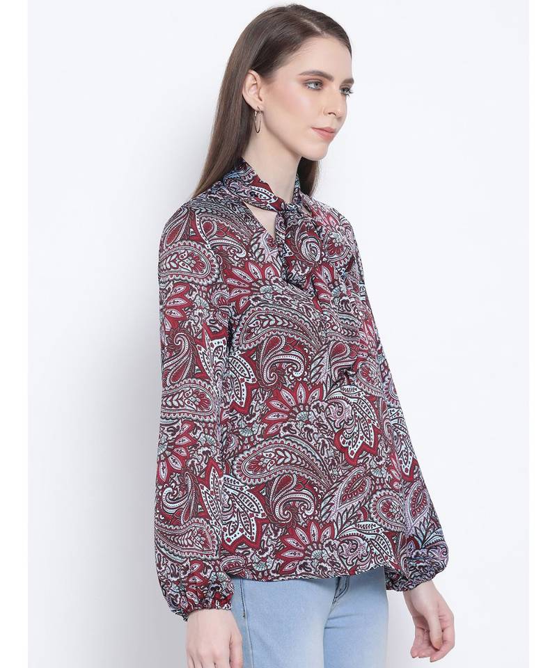 Paisley Maria Style Collar Women Tie Top