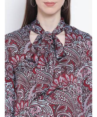 Paisley Maria Style Collar Women Tie Top 5