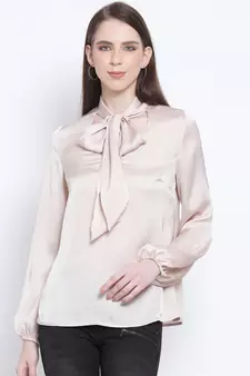 Shimmer Besotted Style Collar Women Tie Top