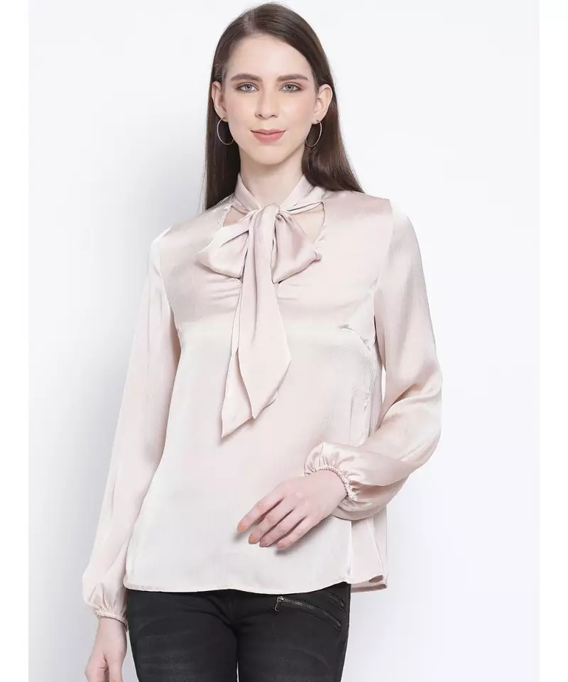 Shimmer Besotted Style Collar Women Tie Top