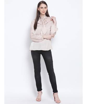Shimmer Besotted Style Collar Women Tie Top 2