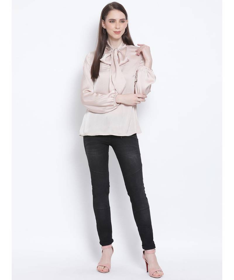 Shimmer Besotted Style Collar Women Tie Top