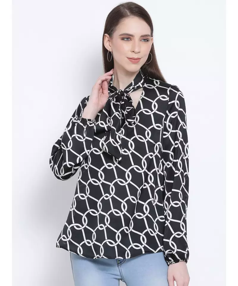 Block Chain Belfort Style Collar Women Tie Top