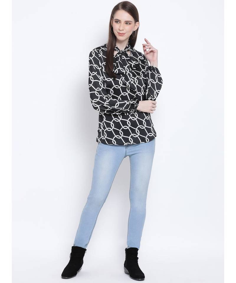 Block Chain Belfort Style Collar Women Tie Top