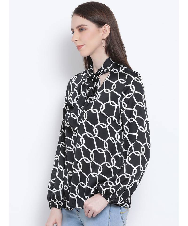 Block Chain Belfort Style Collar Women Tie Top