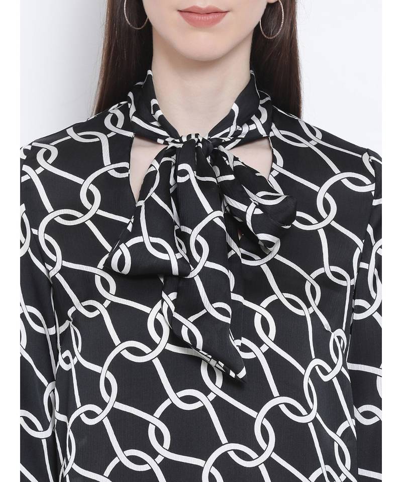 Block Chain Belfort Style Collar Women Tie Top