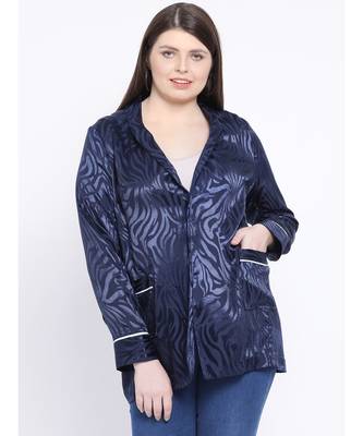 Navy Spiral Women Plus Size Blazer 1