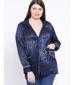 Navy Spiral Women Plus Size Blazer