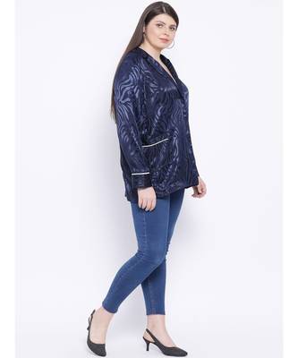 Navy Spiral Women Plus Size Blazer 2