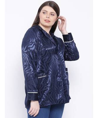 Navy Spiral Women Plus Size Blazer 3