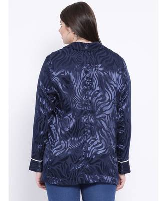 Navy Spiral Women Plus Size Blazer 4