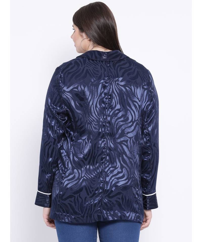 Navy Spiral Women Plus Size Blazer