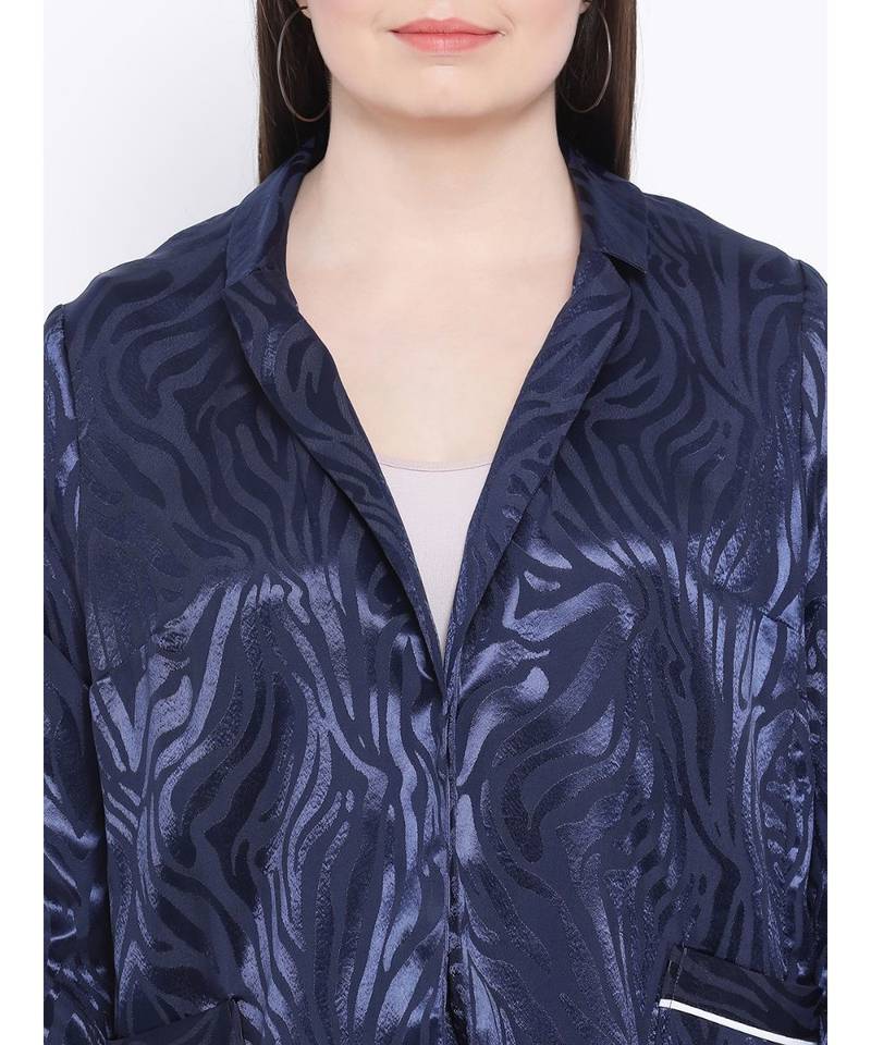 Navy Spiral Women Plus Size Blazer