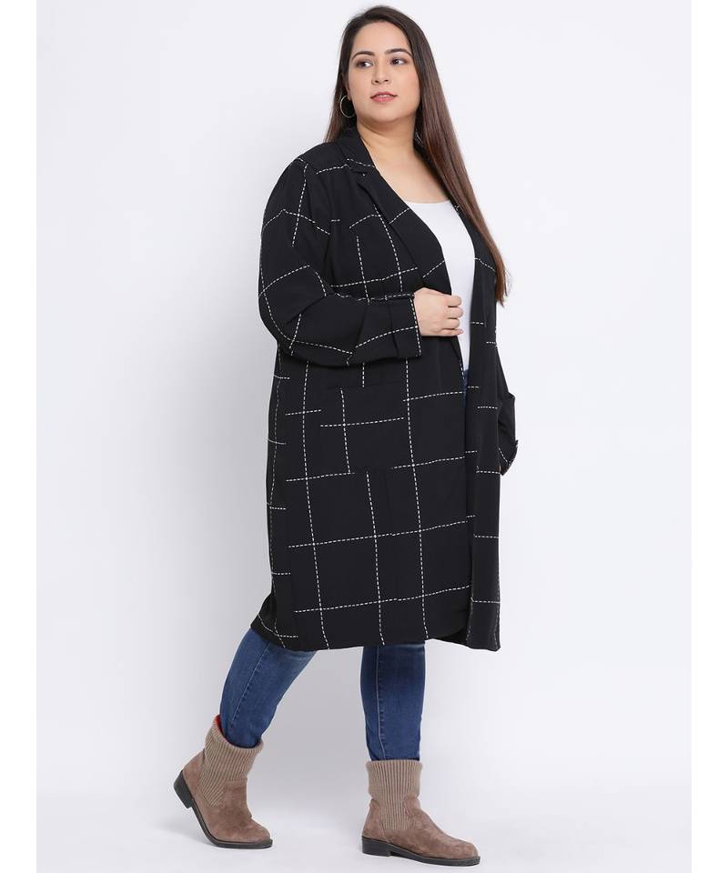 Plaid Definition Plus Size Women Blazer