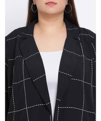 Plaid Definition Plus Size Women Blazer 5