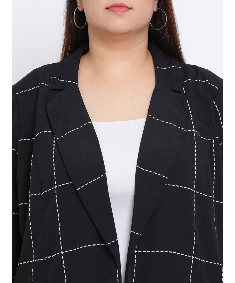 Plaid Definition Plus Size Women Blazer