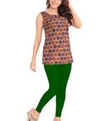 Salwar Studio Women's Bottle-Green Cotton Lycra stretchable Ankle Length Leggings