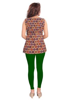 Salwar Studio Women's Bottle-Green Cotton Lycra stretchable Ankle Length Leggings 2