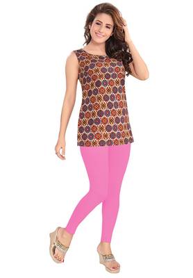 Salwar Studio Women's Light-Pink Cotton Lycra stretchable Ankle Length Leggings 1