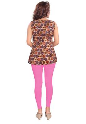 Salwar Studio Women's Light-Pink Cotton Lycra stretchable Ankle Length Leggings 2