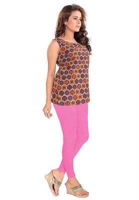 Salwar Studio Women's Light-Pink Cotton Lycra stretchable Ankle Length Leggings 3
