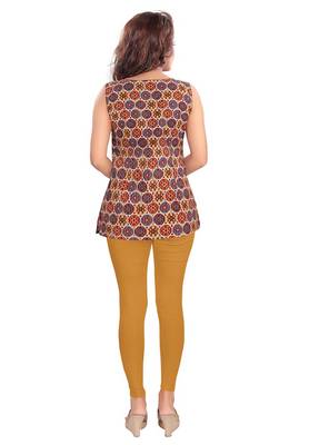 Salwar Studio Women's Mustard-Gold Cotton Lycra stretchable Ankle Length Leggings 2