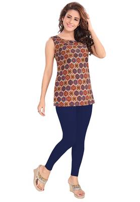 Salwar Studio Women's Navy-Blue Cotton Lycra stretchable Ankle Length Leggings 1