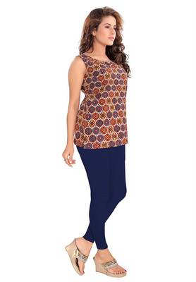 Salwar Studio Women's Navy-Blue Cotton Lycra stretchable Ankle Length Leggings 3