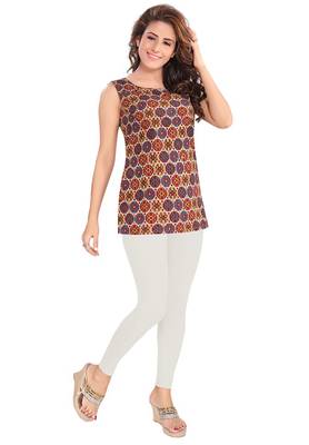 Salwar Studio Women's Off-White Cotton Lycra stretchable Ankle Length Leggings 1