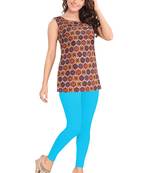 Salwar Studio Women's Peacock-Blue Cotton Lycra stretchable Ankle Length Leggings