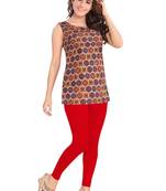 Salwar Studio Women's Red Cotton Lycra stretchable Ankle Length Leggings
